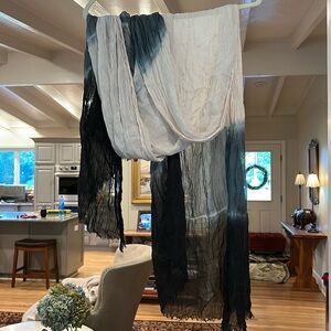 Lovestich tie die crinkle scarf in black, gray & cream